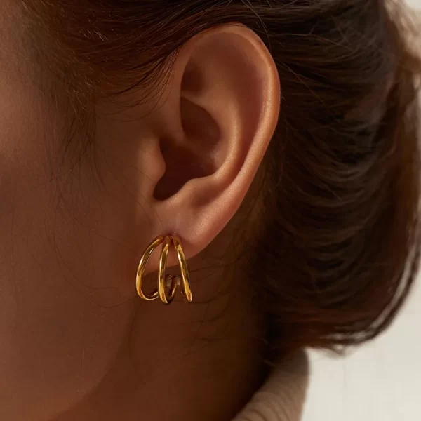Double ring gold plated earring | Alistos